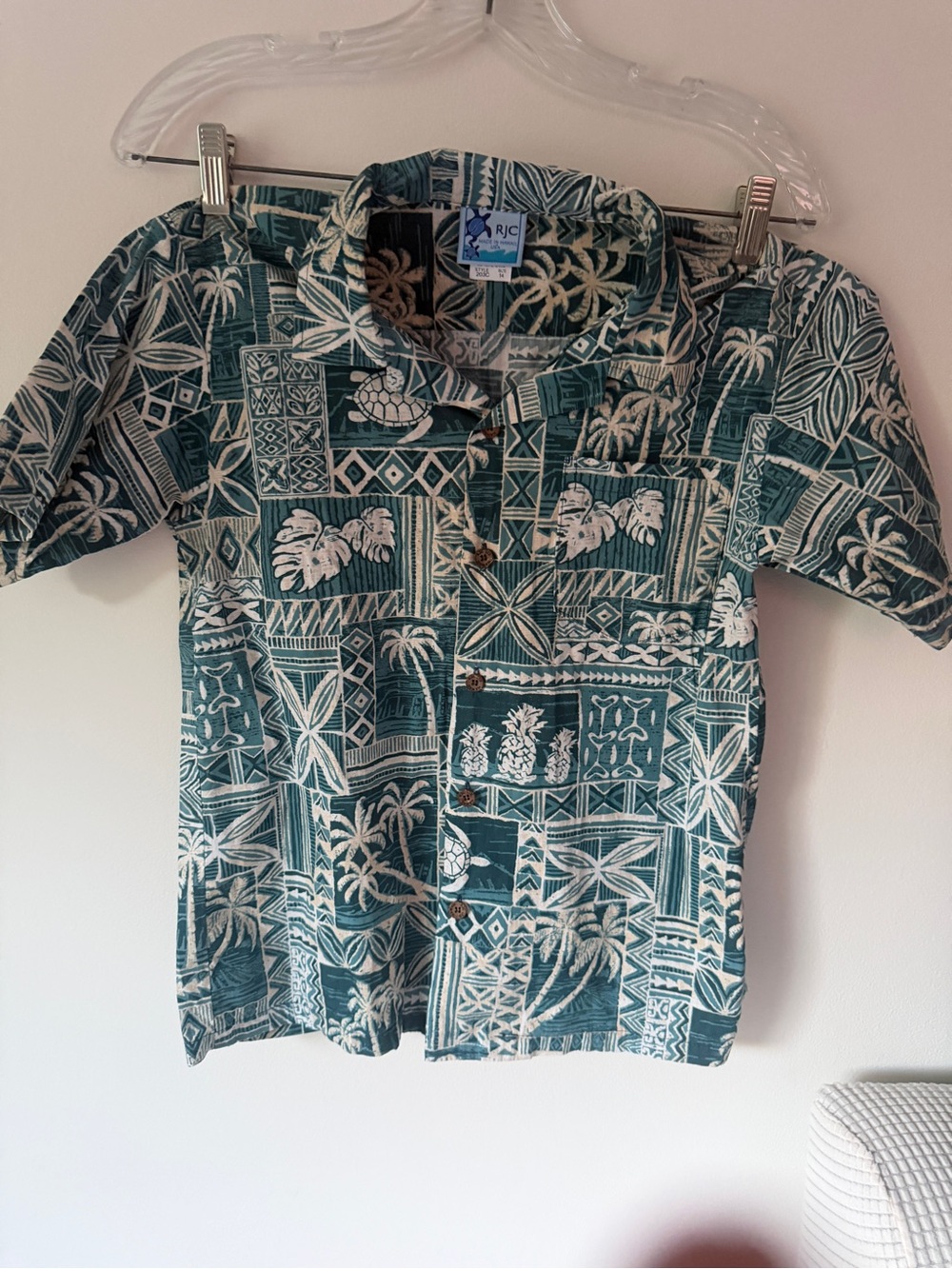 RJC Boys' Teal Hawaiian Button-Down Shirt